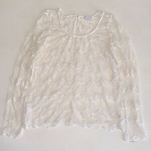 Charming Charlie Cream Lace Blouse sz 8 EUC